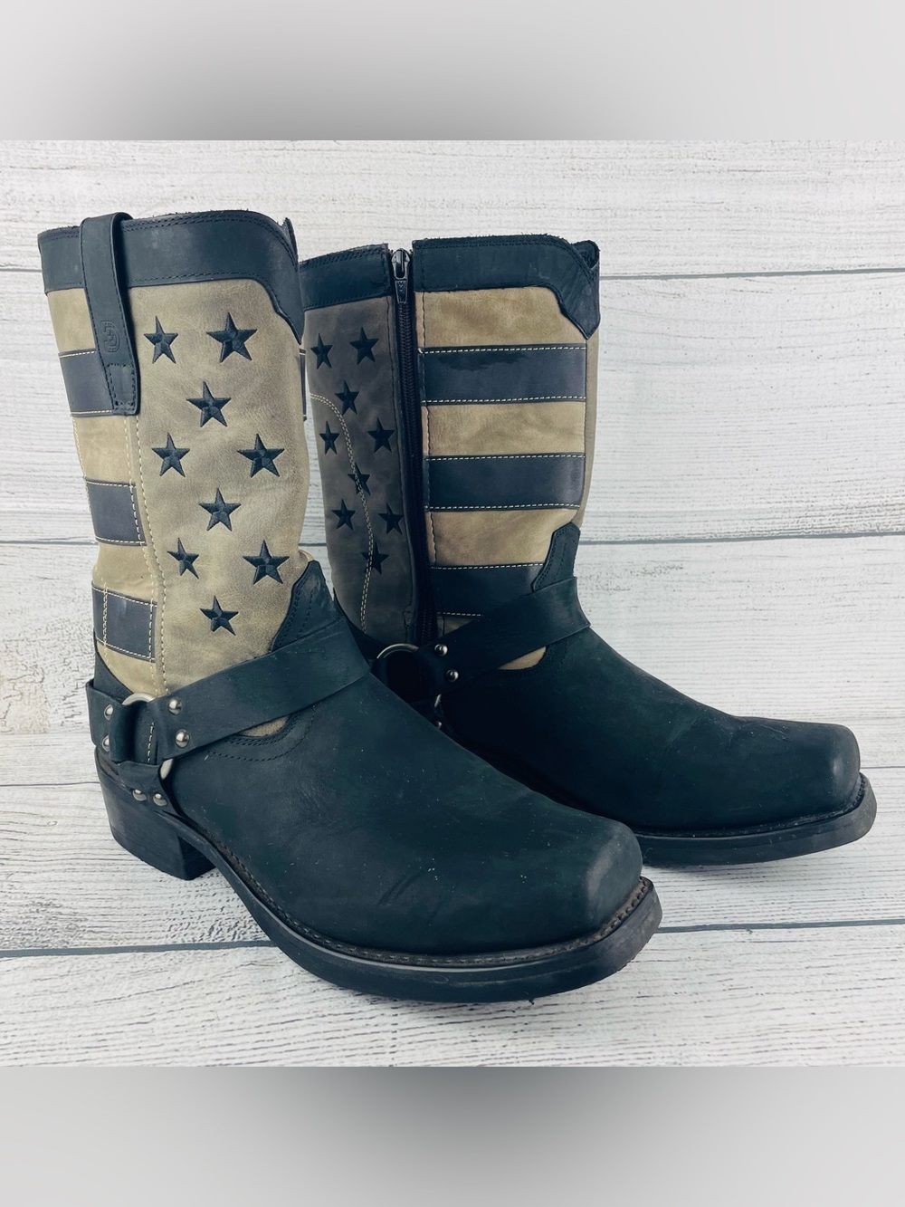 Durango Mens Size 13w Faded Flag Harness 11" Motorcycle Boot - EUC